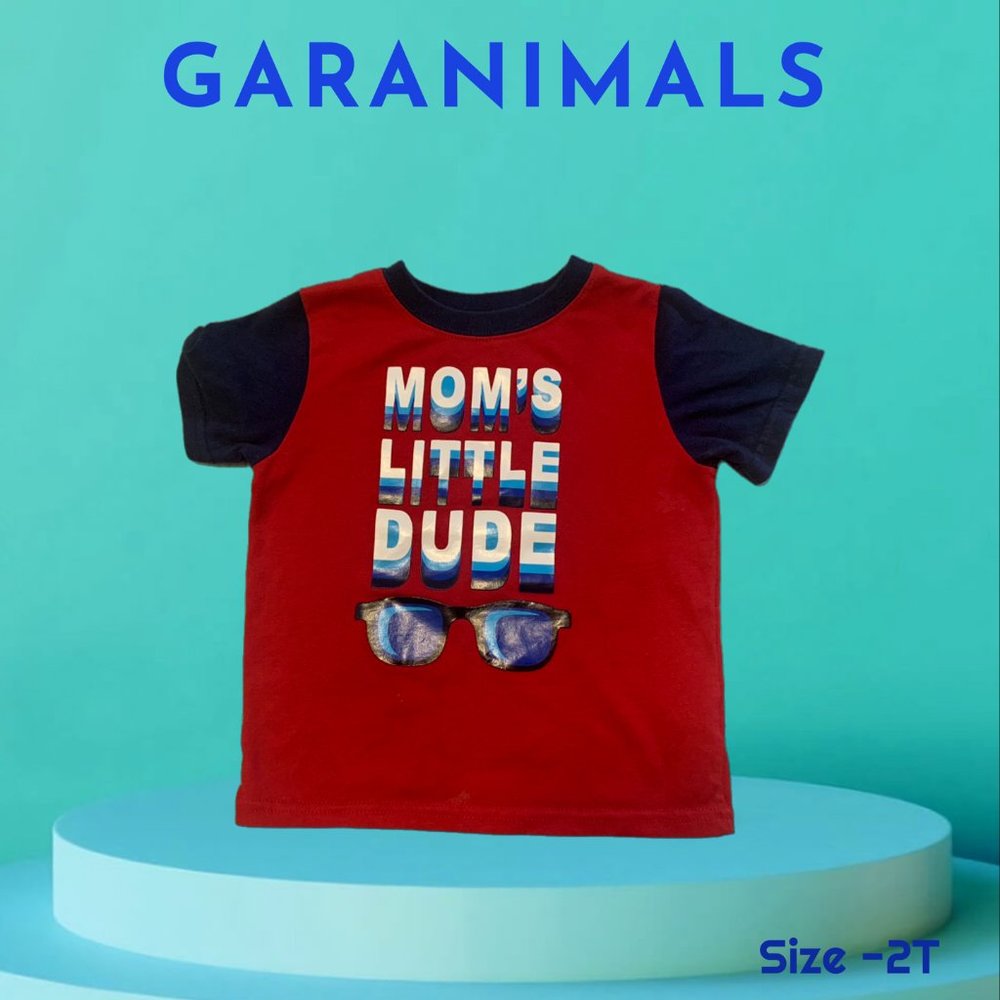 GARANIMALS PRINTED BABY SHIRTS RED AND BLACK COMBO SIZE 2T